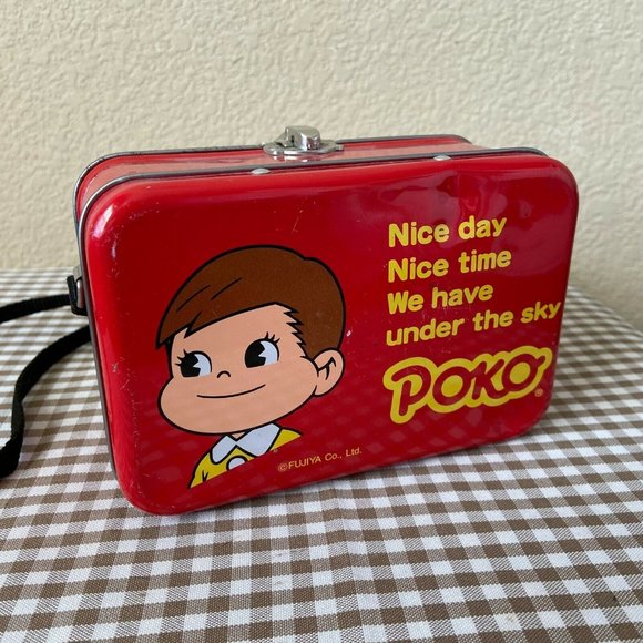 FUJIYA Peko & Poko Tin Metal Box Crossbody Box 6'' x 4'' x 3'' - Picture 2 of 14